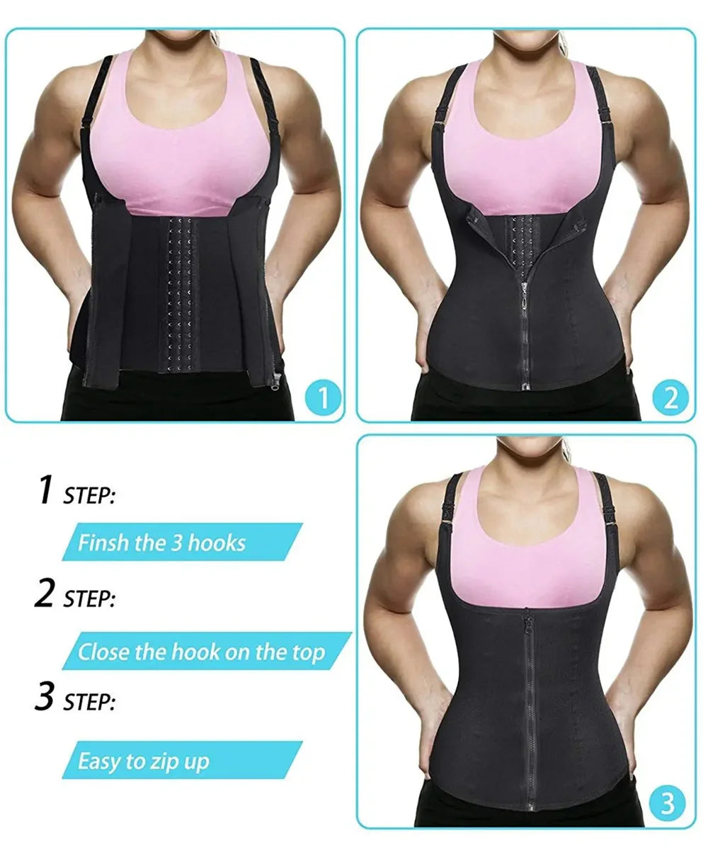 Zip-Up Waist Trainer Tank Top – Tummy Control