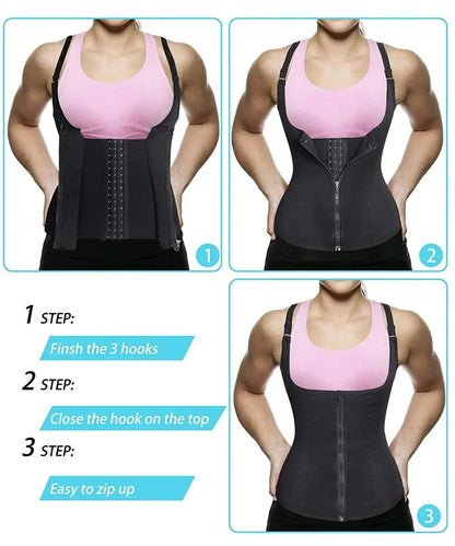 Zip-Up Waist Trainer Tank Top – Tummy Control