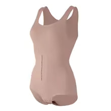 Sculpting Shapewear Bodysuit with Zip Waist Belt - Beige