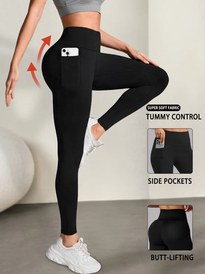 High-Waisted Tummy Control Leggings with Pockets