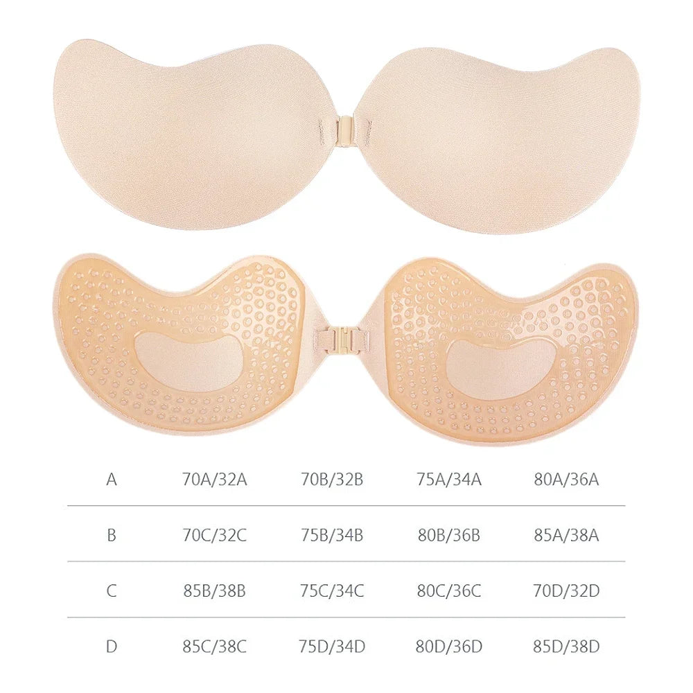Invisible Push-Up Adhesive Bra – Backless & Strapless