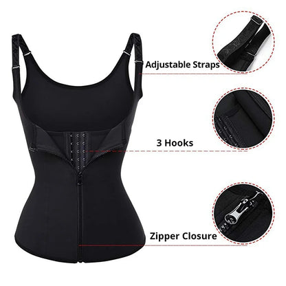 Zip-Up Waist Trainer Tank Top – Tummy Control