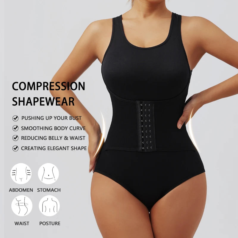 Sculpting Shapewear Bodysuit with Zip Waist Belt