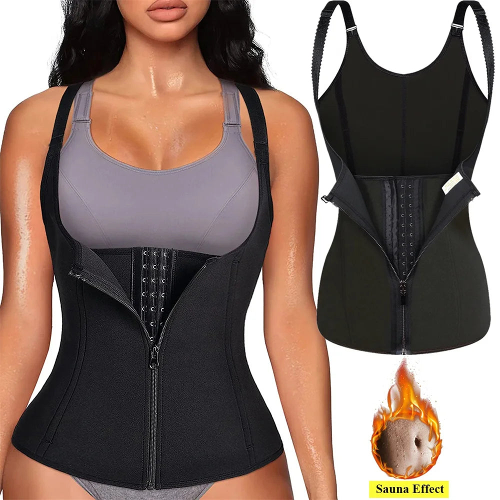 Zip-Up Waist Trainer Tank Top – Tummy Control