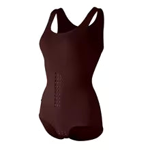 Sculpting Shapewear Bodysuit with Zip Waist Belt - Brown