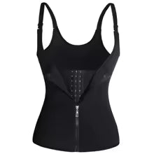 Zip-Up Waist Trainer Tank Top – Tummy Control - Black